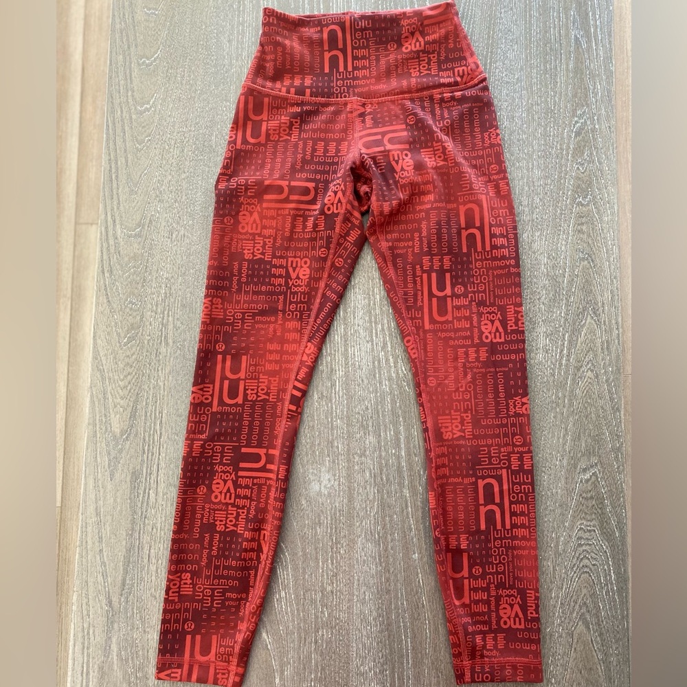 Lululemon Athletica Red Patterned Leggings